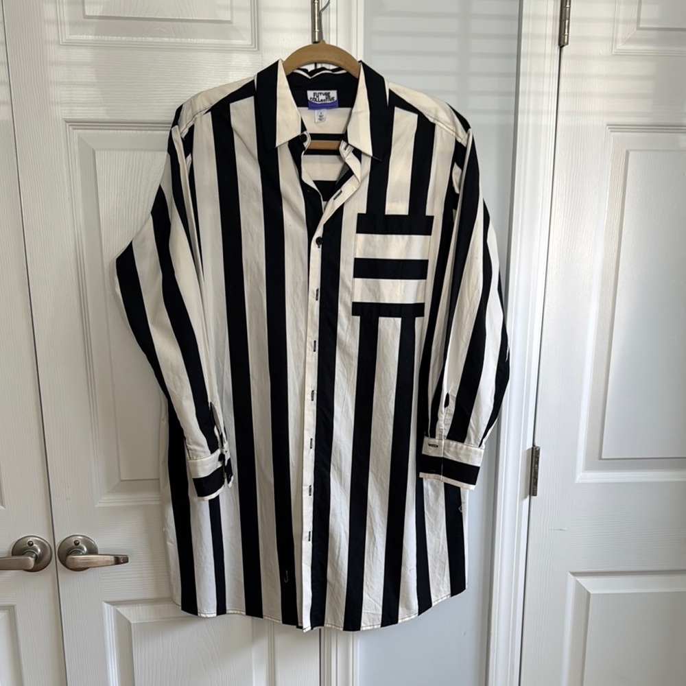 Future Collective Black Striped Shirt Dress